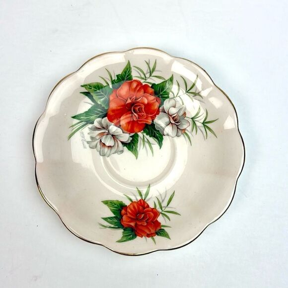 Royal Standard Radiance Teacup Saucer Artist F. F. Errill Red White Camellias - Picture 5 of 13
